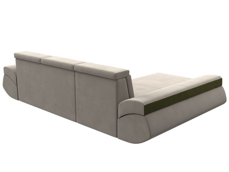 Диван угловой Лига-032 левый угол, Микровельвет, Бежевый;Зеленый