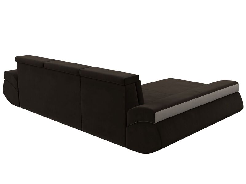 Диван угловой Лига-032 левый угол, Микровельвет, Коричневый;Бежевый