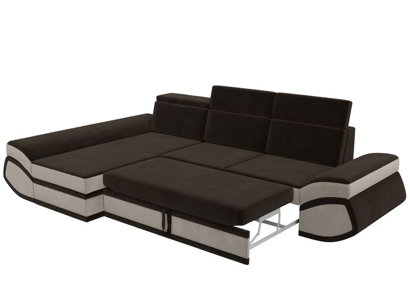 Диван угловой Лига-032 левый угол, Микровельвет, Коричневый;Бежевый