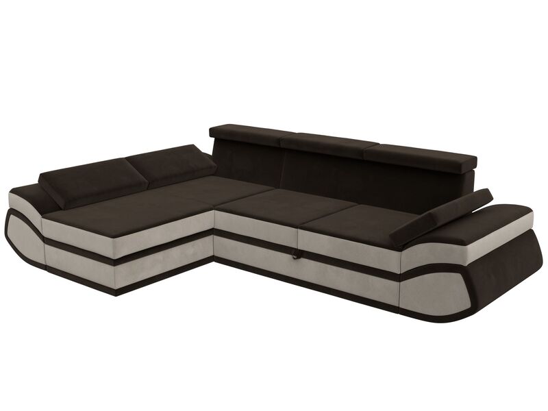 Диван угловой Лига-032 левый угол, Микровельвет, Коричневый;Бежевый