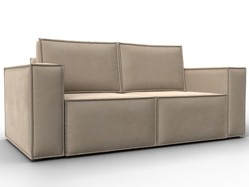 Диван прямой Куба мини, Велюр, SEVEN 729 бежевый