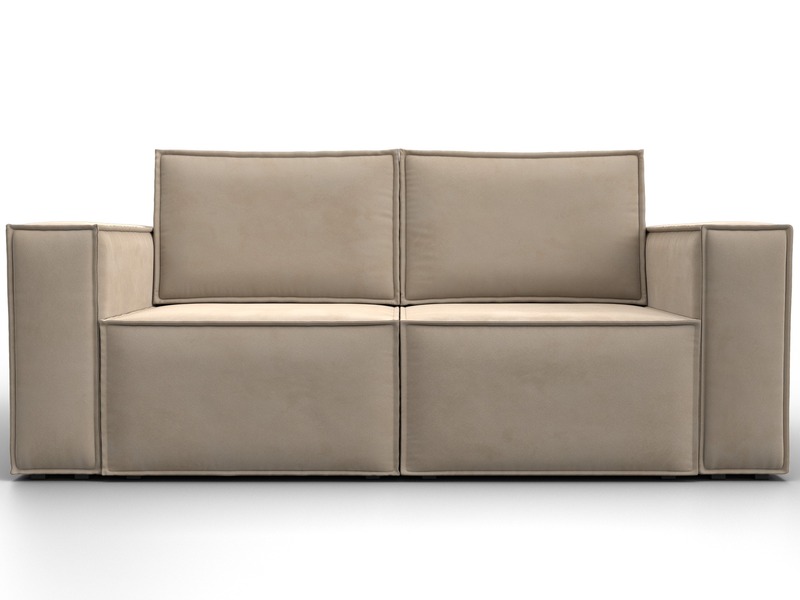 Диван прямой Куба мини, Велюр, SEVEN 729 бежевый