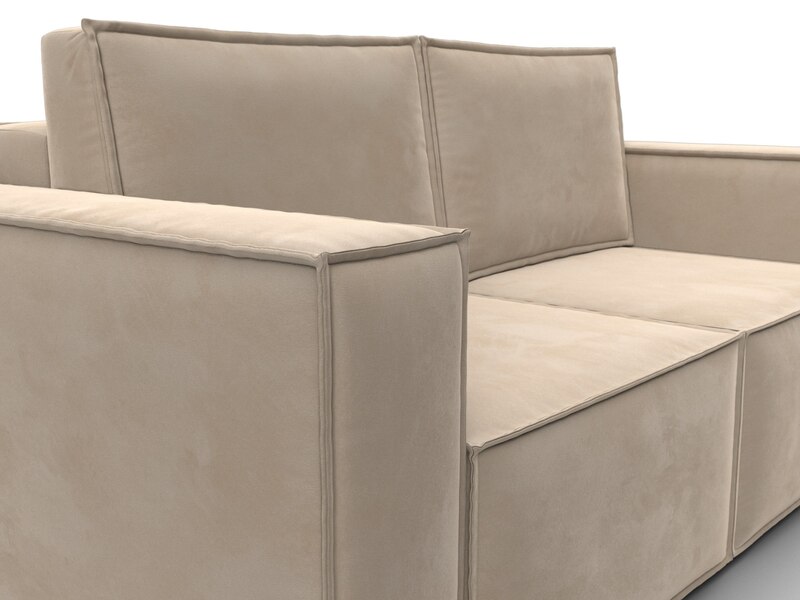 Диван прямой Куба мини, Велюр, SEVEN 729 бежевый