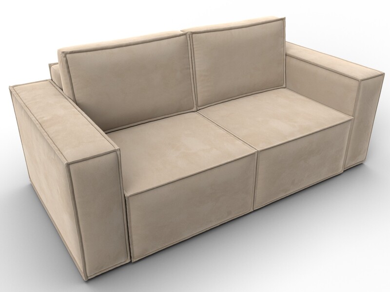 Диван прямой Куба мини, Велюр, SEVEN 729 бежевый