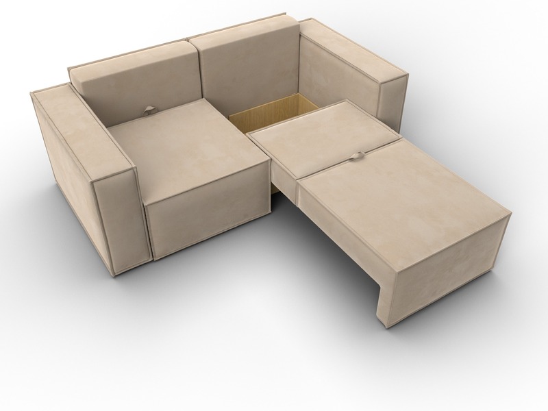 Диван прямой Куба мини, Велюр, SEVEN 729 бежевый