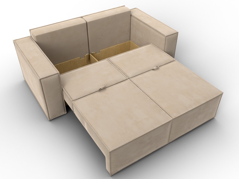 Диван прямой Куба мини, Велюр, SEVEN 729 бежевый