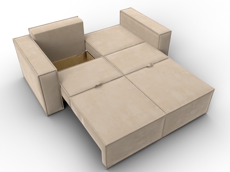 Диван прямой Куба мини, Велюр, SEVEN 729 бежевый