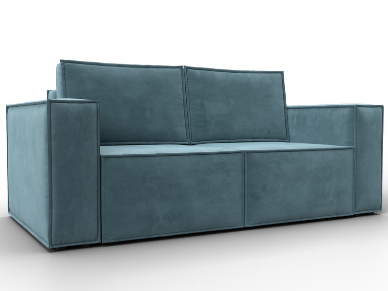 Диван прямой Куба мини, Велюр, SEVEN 113 бирюзовый