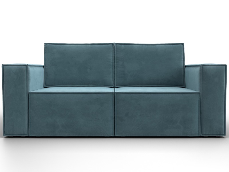 Диван прямой Куба мини, Велюр, SEVEN 113 бирюзовый