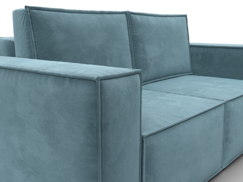 Диван прямой Куба мини, Велюр, SEVEN 113 бирюзовый