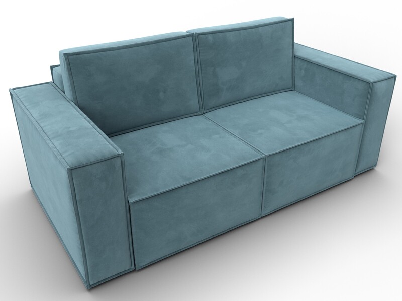 Диван прямой Куба мини, Велюр, SEVEN 113 бирюзовый