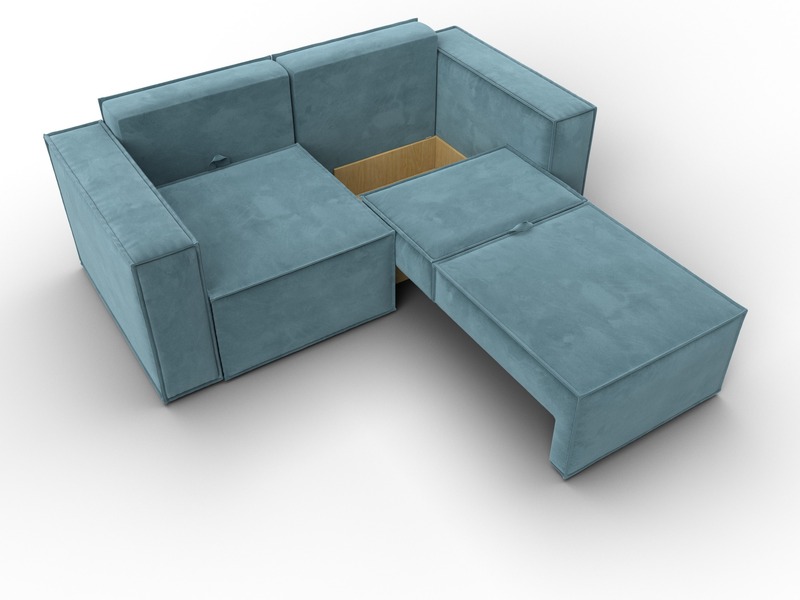 Диван прямой Куба мини, Велюр, SEVEN 113 бирюзовый