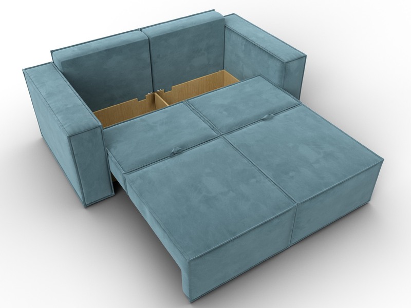 Диван прямой Куба мини, Велюр, SEVEN 113 бирюзовый