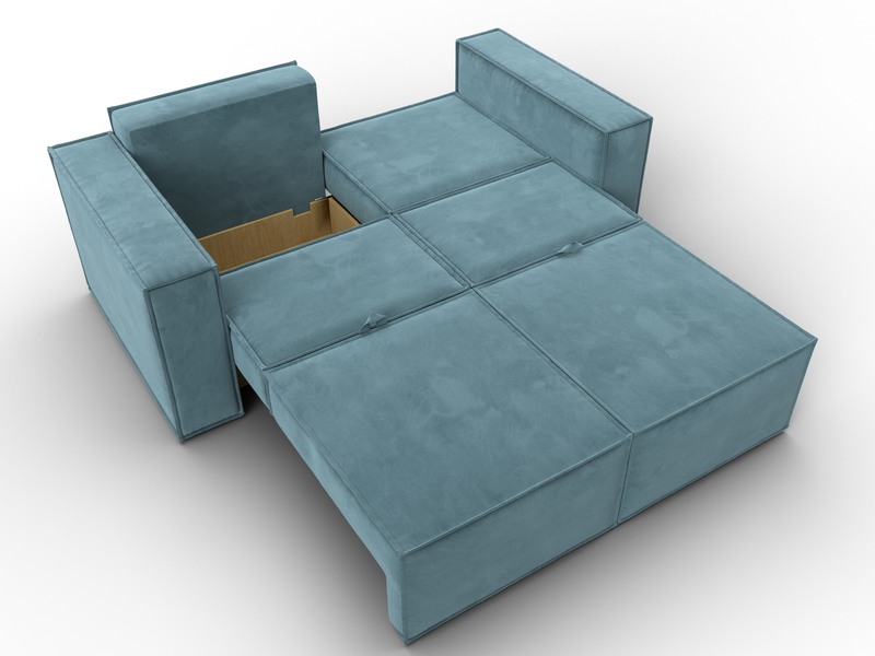 Диван прямой Куба мини, Велюр, SEVEN 113 бирюзовый