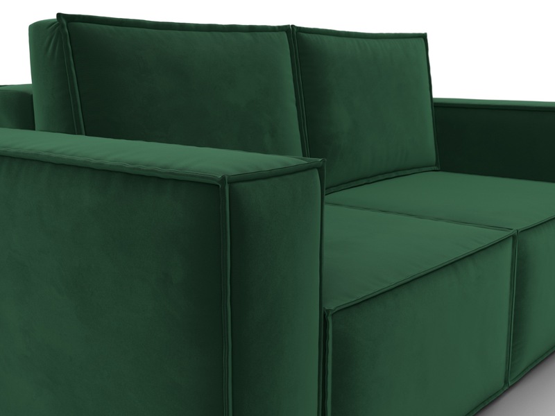 Диван прямой Куба мини, Велюр, SEVEN 626 зеленый