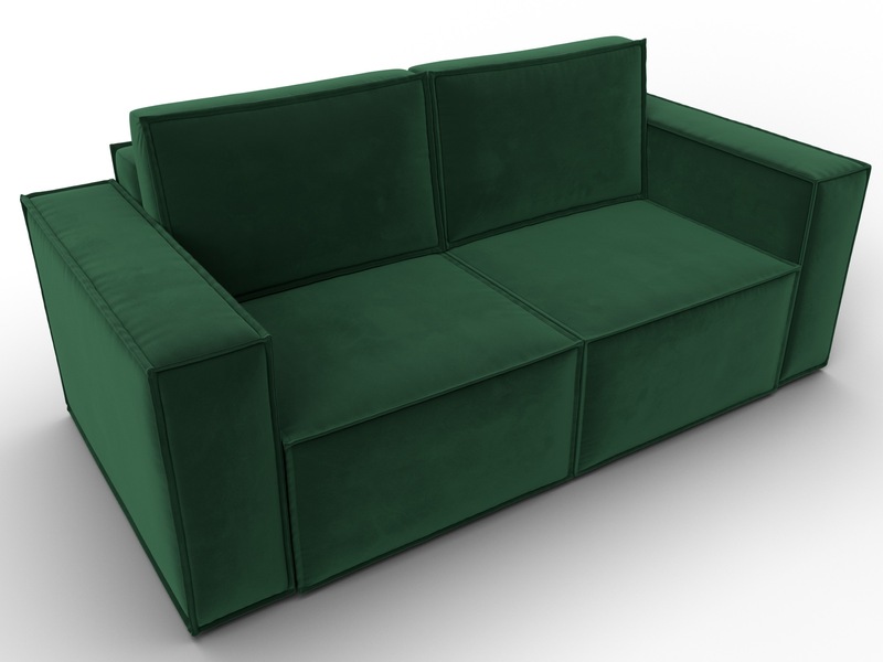 Диван прямой Куба мини, Велюр, SEVEN 626 зеленый