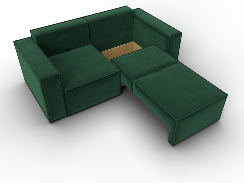 Диван прямой Куба мини, Велюр, SEVEN 626 зеленый