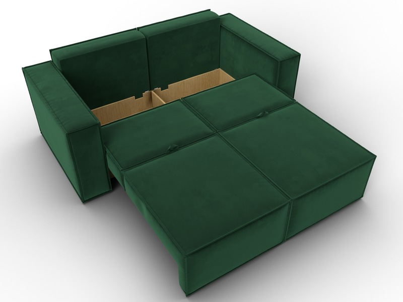 Диван прямой Куба мини, Велюр, SEVEN 626 зеленый