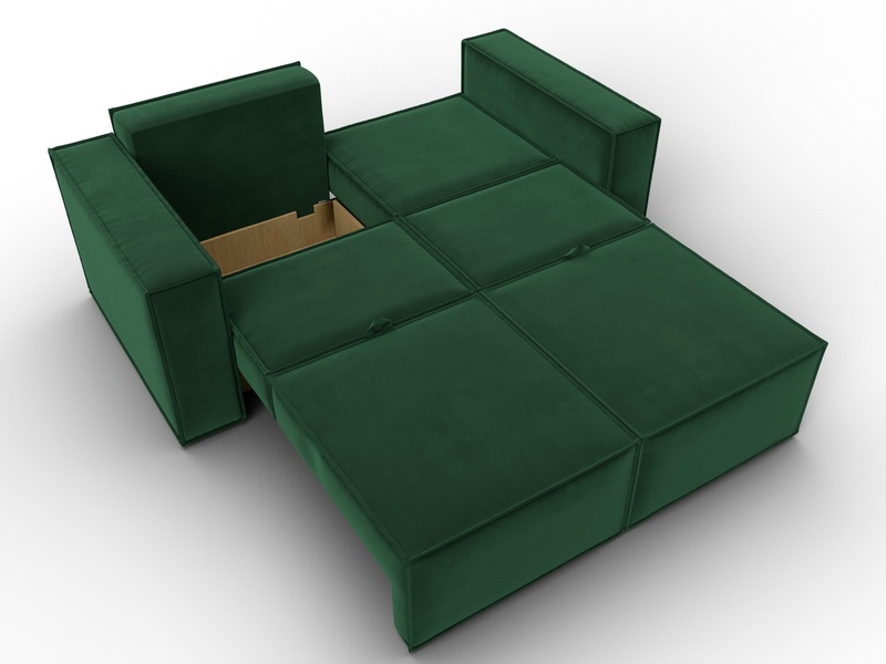 Диван прямой Куба мини, Велюр, SEVEN 626 зеленый