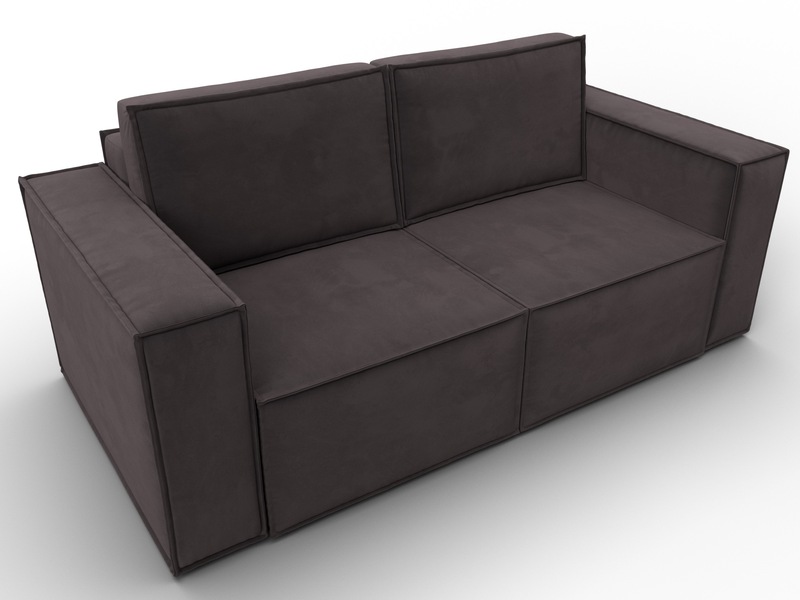 Диван прямой Куба мини, Велюр, SEVEN 727 коричневый