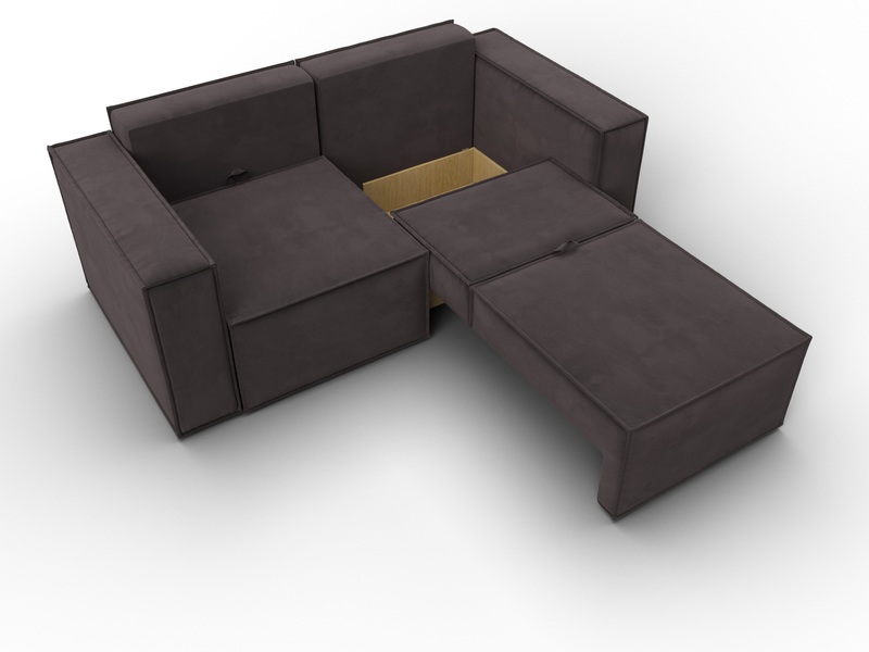 Диван прямой Куба мини, Велюр, SEVEN 727 коричневый