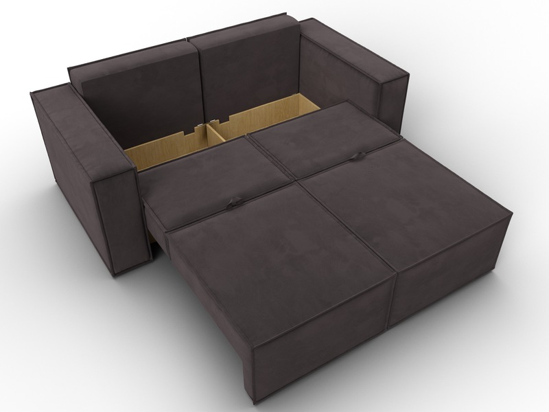 Диван прямой Куба мини, Велюр, SEVEN 727 коричневый