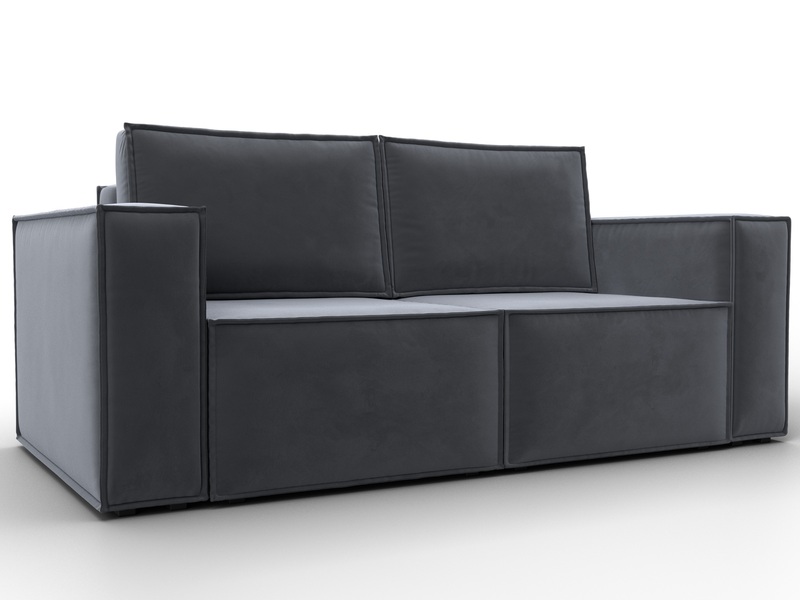 Диван прямой Куба мини, Велюр, SEVEN 17 серый