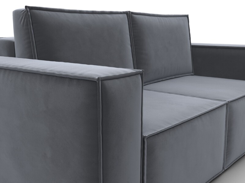 Диван прямой Куба мини, Велюр, SEVEN 17 серый