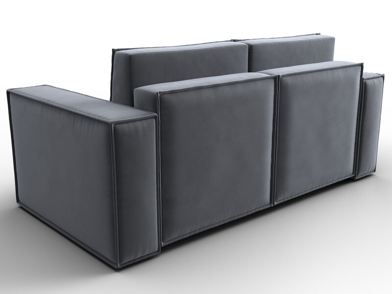 Диван прямой Куба мини, Велюр, SEVEN 17 серый