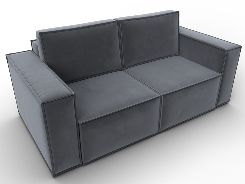 Диван прямой Куба мини, Велюр, SEVEN 17 серый