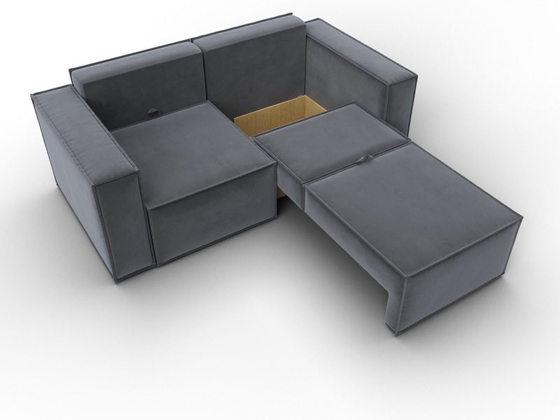 Диван прямой Куба мини, Велюр, SEVEN 17 серый