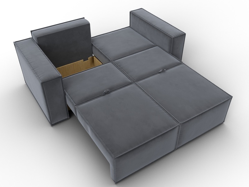 Диван прямой Куба мини, Велюр, SEVEN 17 серый