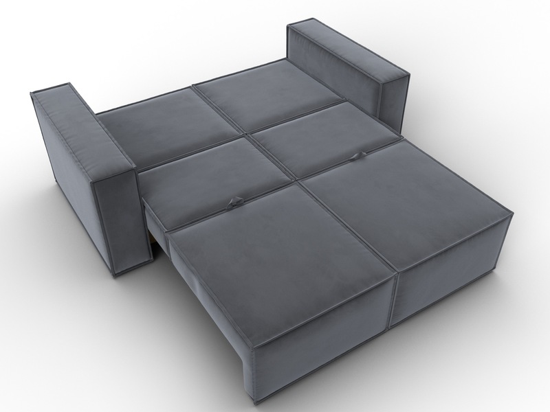 Диван прямой Куба мини, Велюр, SEVEN 17 серый