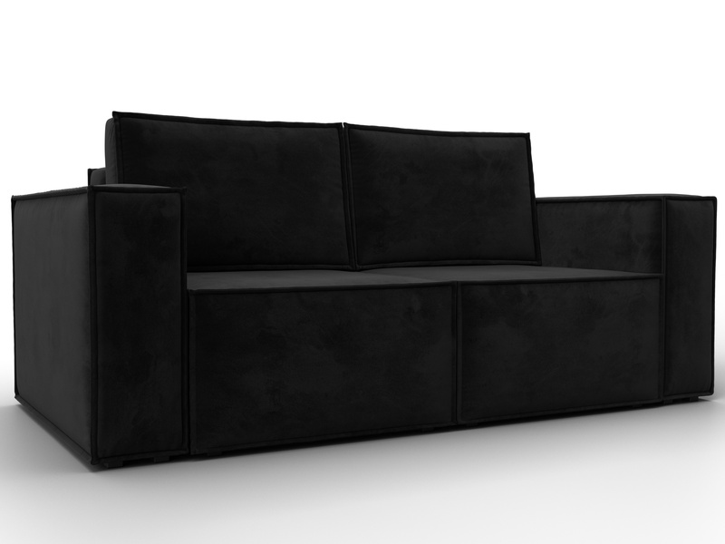Диван прямой Куба мини, Велюр, SEVEN 35 черный
