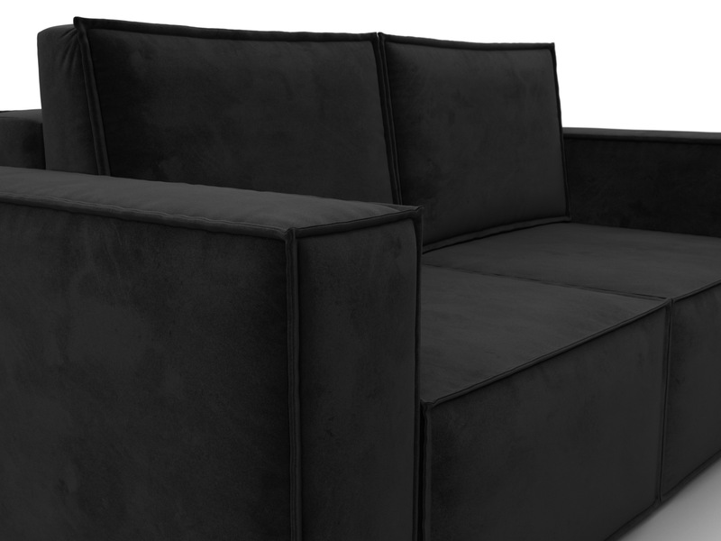 Диван прямой Куба мини, Велюр, SEVEN 35 черный