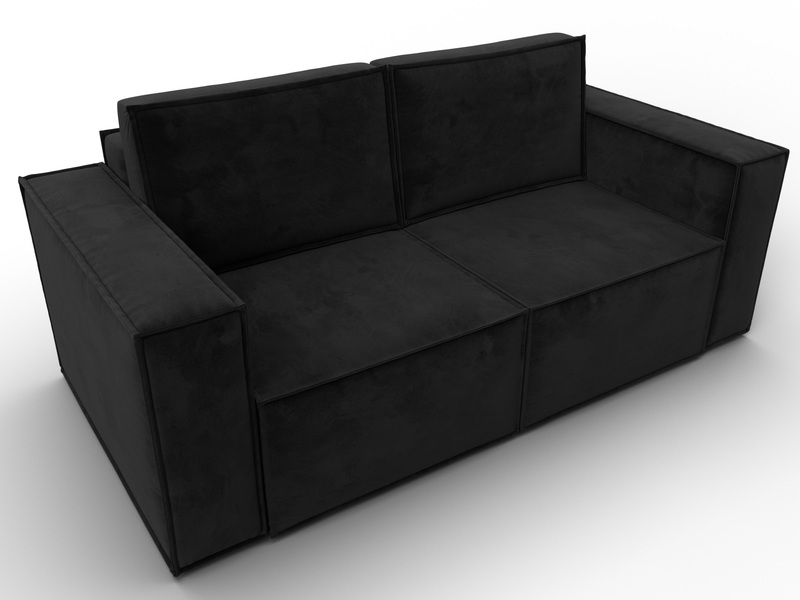 Диван прямой Куба мини, Велюр, SEVEN 35 черный