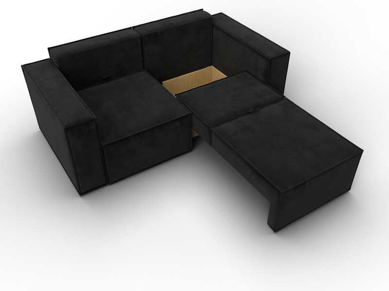 Диван прямой Куба мини, Велюр, SEVEN 35 черный