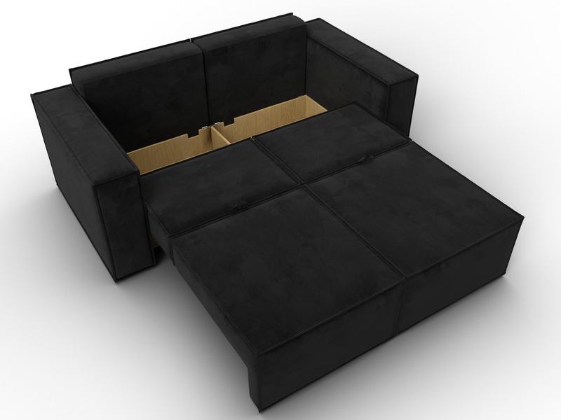 Диван прямой Куба мини, Велюр, SEVEN 35 черный