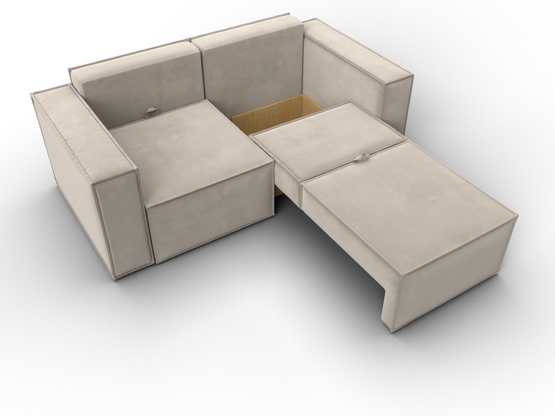 Диван прямой Куба мини, Микровельвет, Бежевый