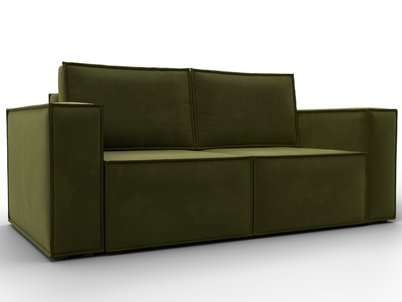 Диван прямой Куба мини, Микровельвет, Зеленый