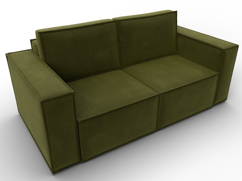 Диван прямой Куба мини, Микровельвет, Зеленый