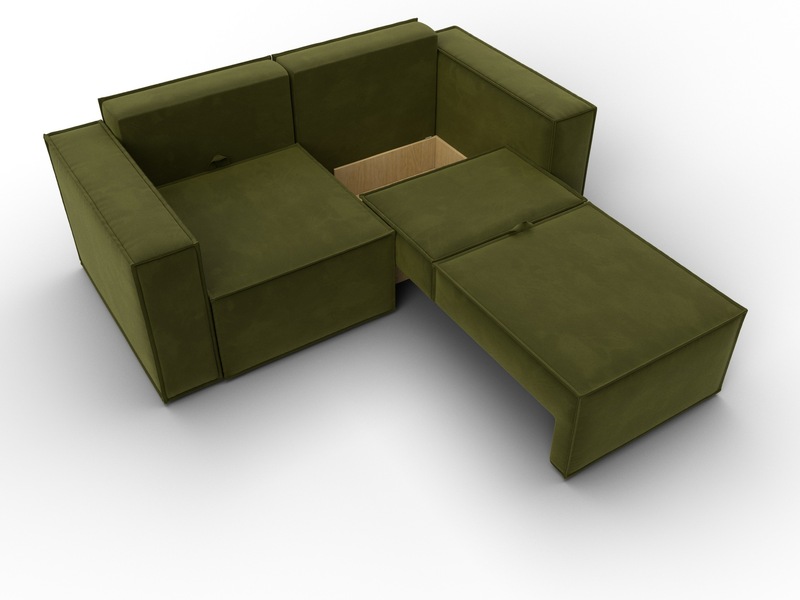 Диван прямой Куба мини, Микровельвет, Зеленый