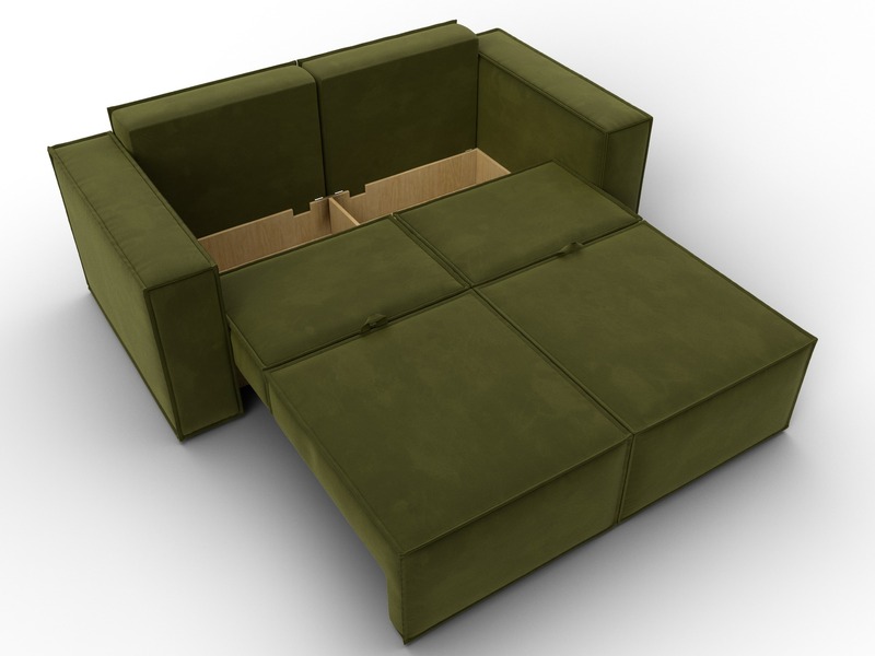 Диван прямой Куба мини, Микровельвет, Зеленый