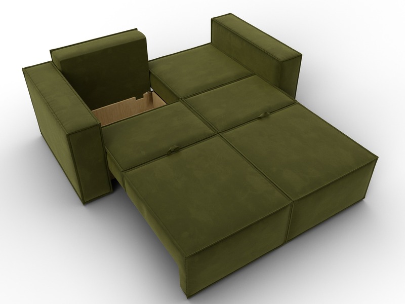 Диван прямой Куба мини, Микровельвет, Зеленый