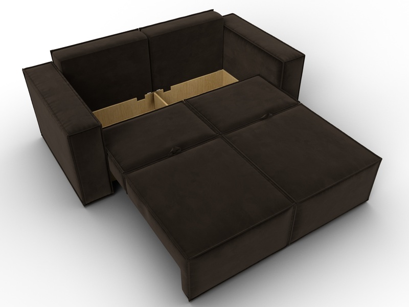 Диван прямой Куба мини, Микровельвет, Коричневый