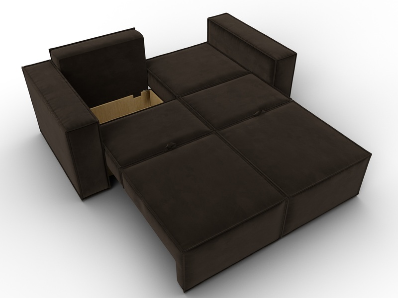 Диван прямой Куба мини, Микровельвет, Коричневый