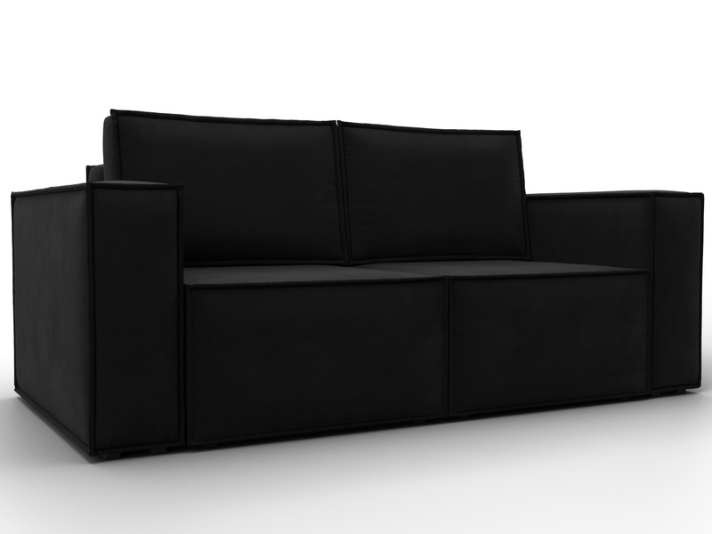 Диван прямой Куба мини, Микровельвет, Черный