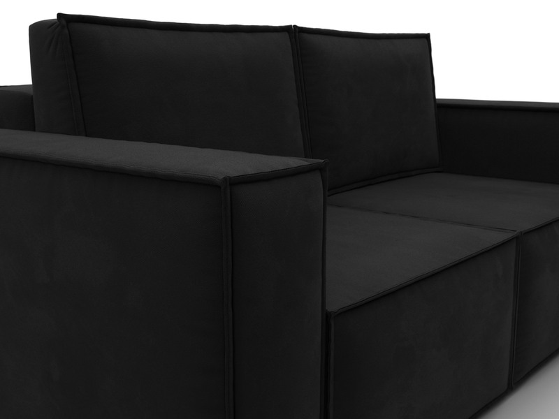 Диван прямой Куба мини, Микровельвет, Черный