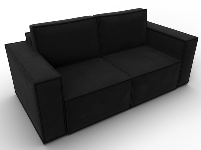 Диван прямой Куба мини, Микровельвет, Черный