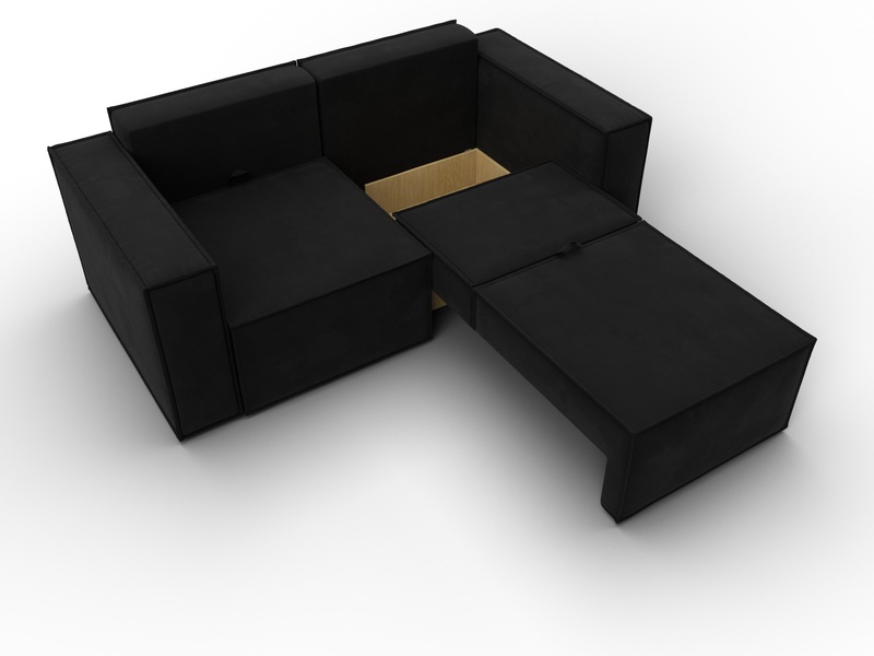 Диван прямой Куба мини, Микровельвет, Черный